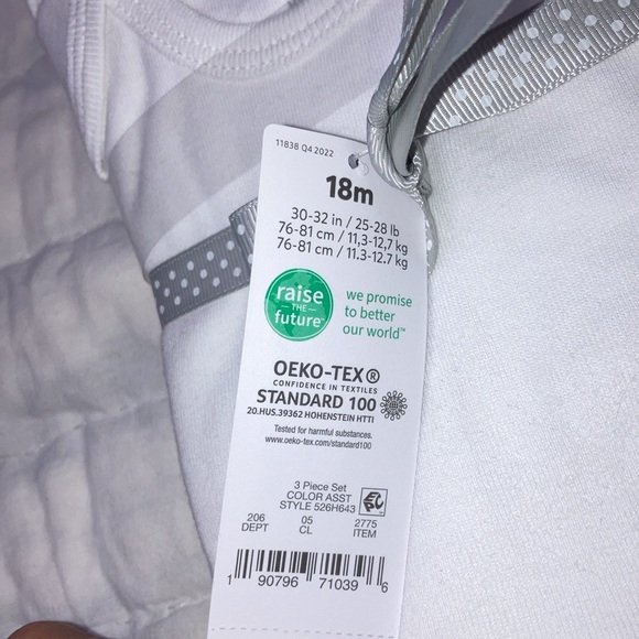 Carter’s Just One You 3 Pack Long Sleeve Cotton White Bodysuits Set 18month - Picture 3 of 4